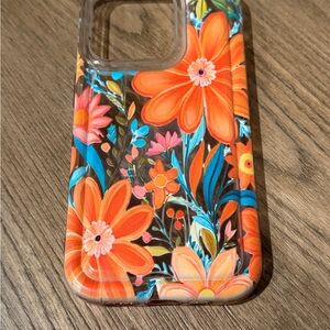 🎀 IPhone 14 PRO clear silicone orange floral phone case 🎀